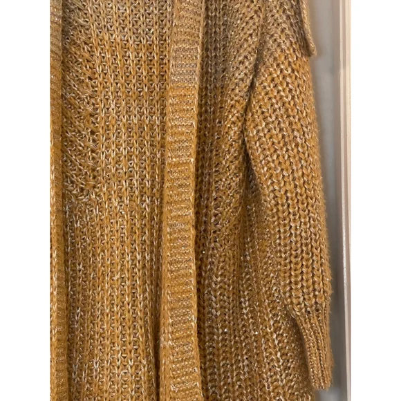 NWT Anthropologie Maeve Ombre Cardigan Sweater M Gold Shimmer Sequins Cape - Picture 3 of 15